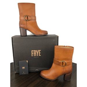 Frye Addie Harness Mid Brown Italian Leather Boots